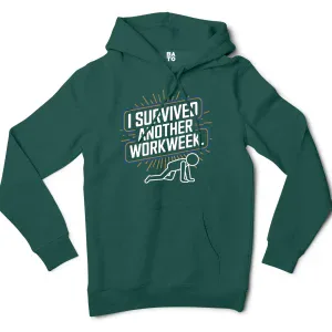 I Survived Another Work Week Men/Unisex Hoodie in Alpine Green Color