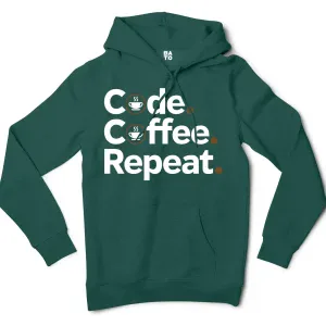 Code Coffee Repeat Men/Unisex Hoodie in Alpine Green Color