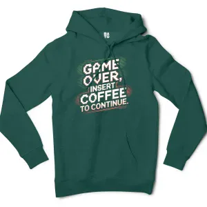 Game Over, Insert Coffee To Continue Men/Unisex Hoodie in Alpine Green Color