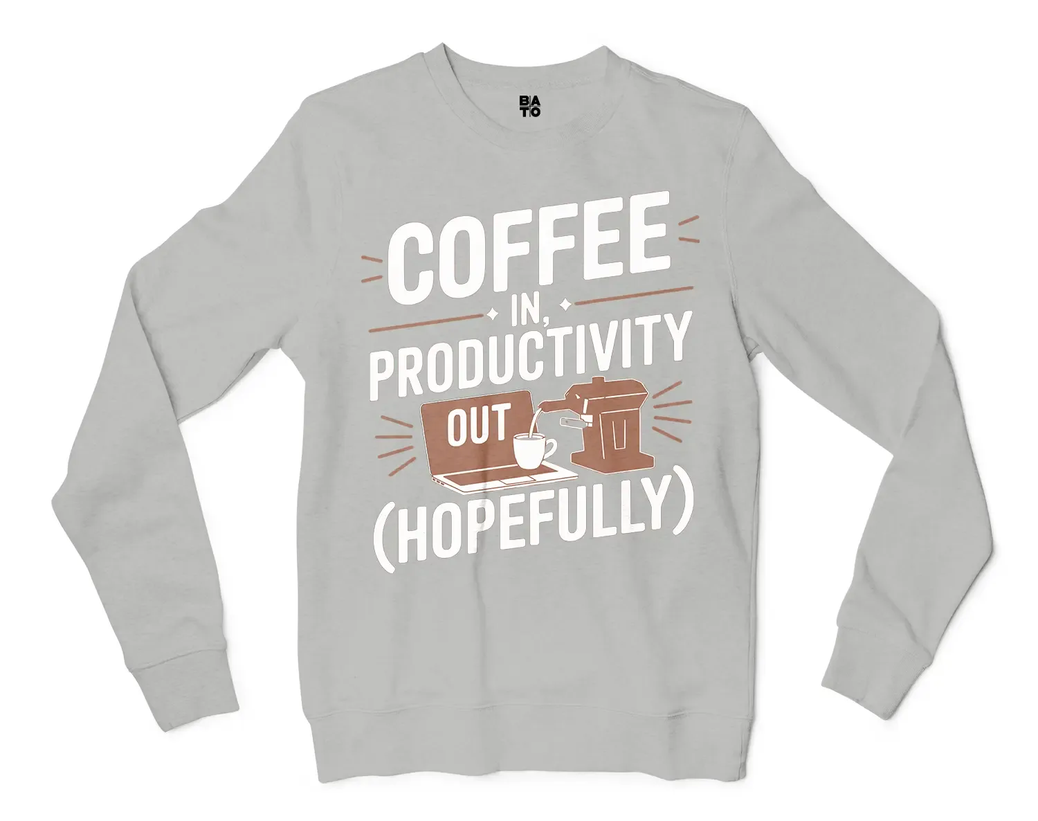 Coffee In, Productivity Out (Hopefully) Men/Unisex Long Sleeve T-Shirt in Ash Color