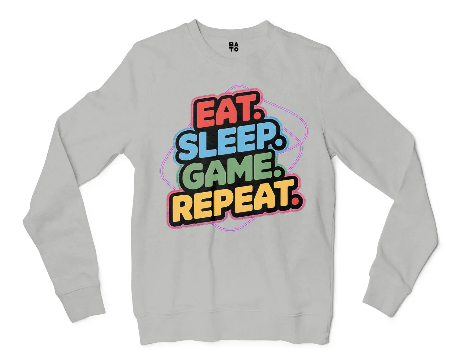 Eat Sleep Game Repeat Men/Unisex Long Sleeve Sweatshirt in Ash Color