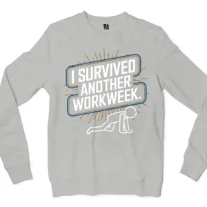 I Survived Another Work Week Men/Unisex Long Sleeve T-Shirt in Ash Color