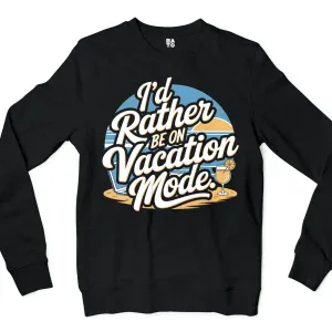 I’d Rather Be On Vacation Mode Men/Unisex Long Sleeve T-Shirt in Black Color
