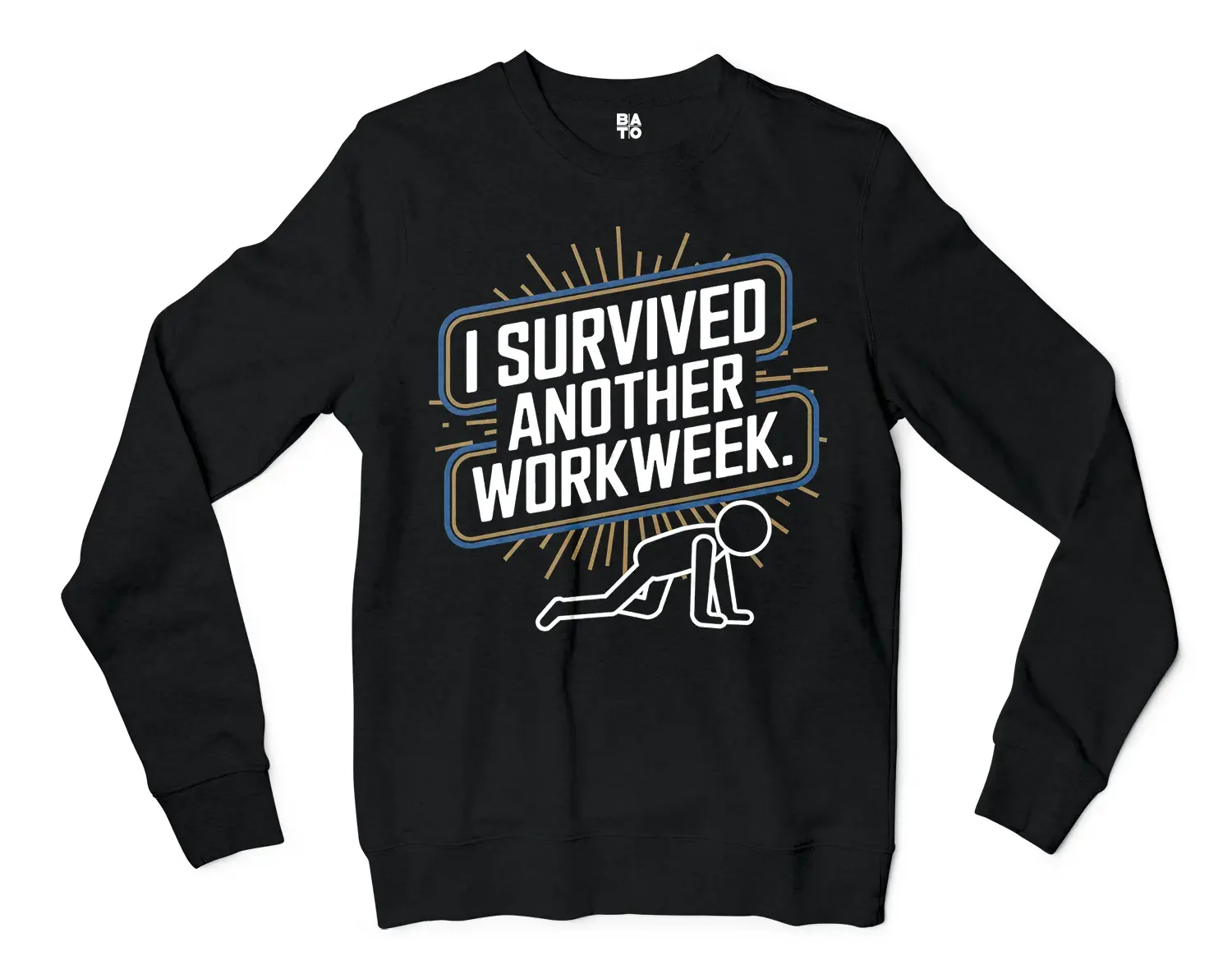 I Survived Another Work Week Men/Unisex Long Sleeve T-Shirt in Black Color