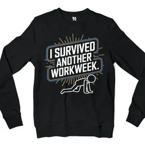 I Survived Another Work Week Men/Unisex Long Sleeve Sweatshirt in Black Color