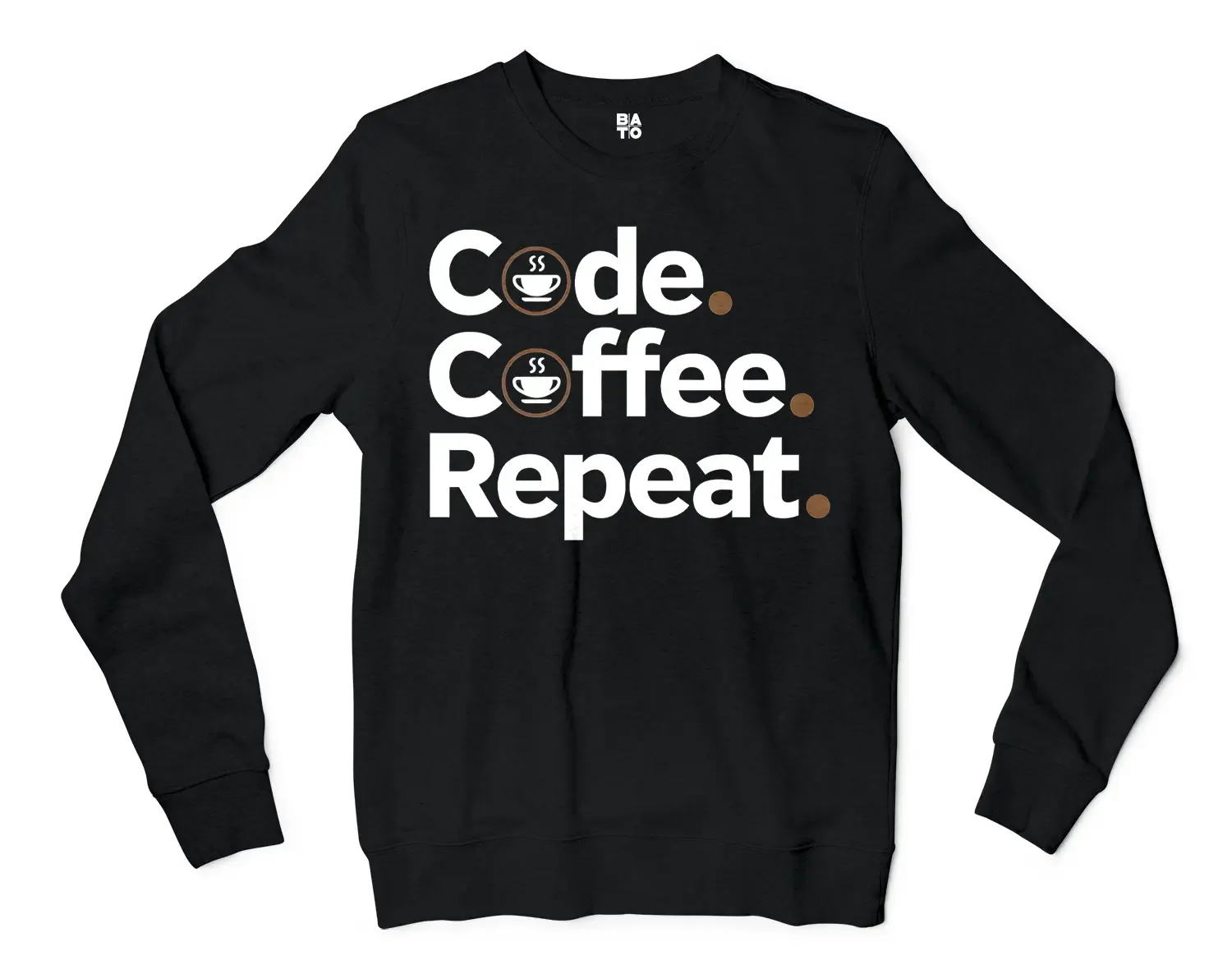 Code Coffee Repeat Men/Unisex Long Sleeve T-Shirt in Black Color