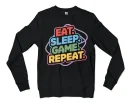 Eat Sleep Game Repeat Men/Unisex Long Sleeve Sweatshirt in Black Color