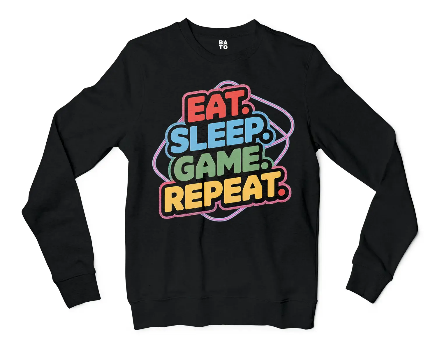 Eat Sleep Game Repeat Men/Unisex Long Sleeve Sweatshirt in Black Color