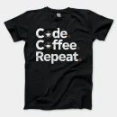 Code Coffee Repeat Men/Unisex T-Shirt in Black Color