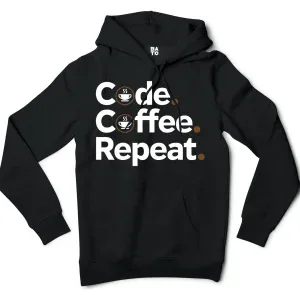 Code Coffee Repeat Men/Unisex Hoodie in Black Color