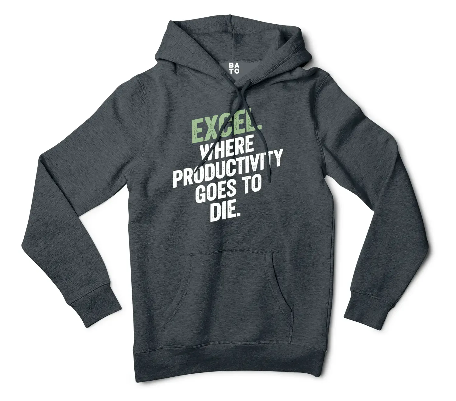 Excel: Where Productivity Goes To Die Men/Unisex Hoodie in Charcoal Heather Color