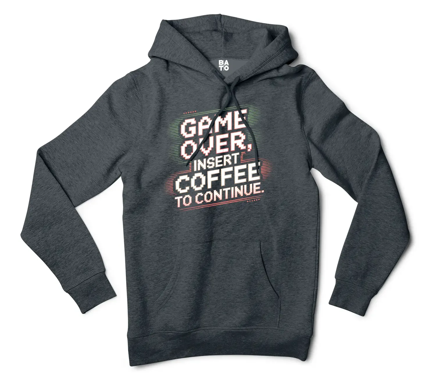 Game Over, Insert Coffee To Continue Men/Unisex Hoodie in Charcoal Heather Color
