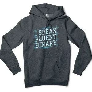 I Speak Fluent Binary Men/Unisex Hoodie in Charcoal Heather Color