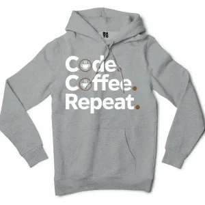Code Coffee Repeat Men/Unisex Hoodie in Grey Heather Color