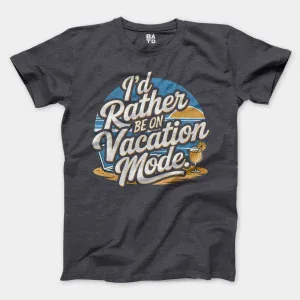 I’d Rather Be On Vacation Mode Men/Unisex T-Shirt in Heather Dark Grey Color