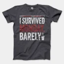 I Survived Monday, Barely Men/Unisex T-Shirt in Heather Dark Grey Color