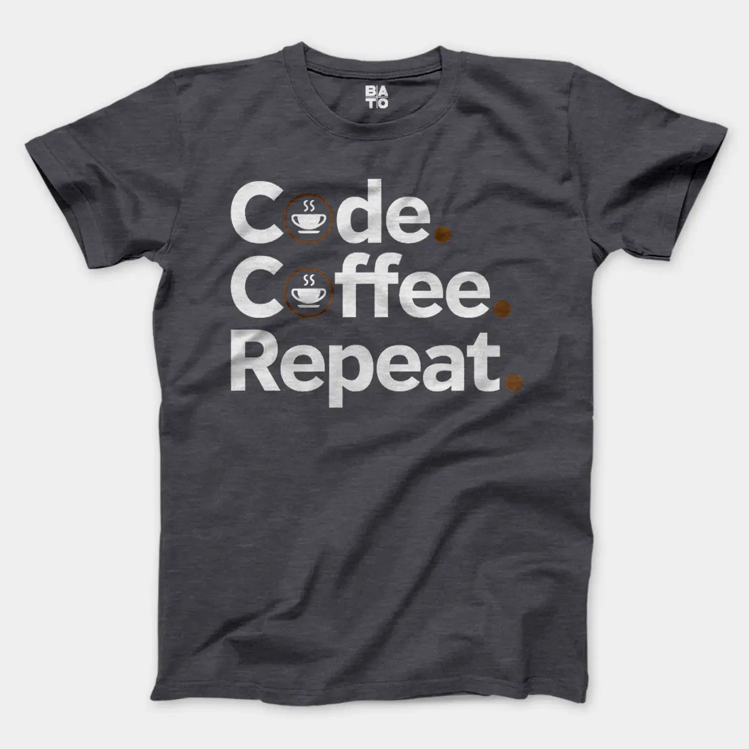 Code Coffee Repeat Men/Unisex T-Shirt in Heather Dark Grey Color