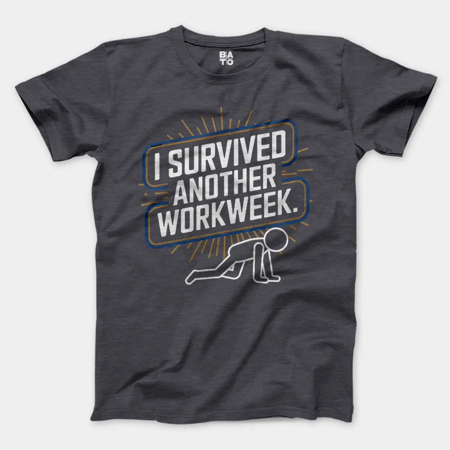I Survived Another Work Week Men/Unisex T-Shirt in Heather Dark Grey Color