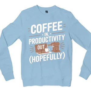 Coffee In, Productivity Out (Hopefully) Men/Unisex Long Sleeve T-Shirt in Light Blue Color