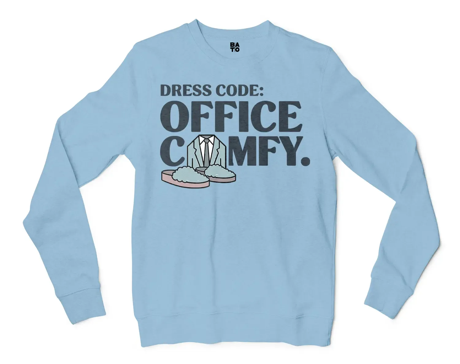 Dress Code: Office Comfy Men/Unisex Long Sleeve T-Shirt in Light Blue Color