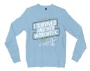 I Survived Another Work Week Men/Unisex Long Sleeve T-Shirt in Light Blue Color