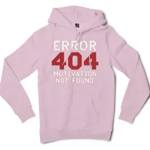 Error 404, Motivation Not Found Men/Unisex Hoodie in Light Pink Color