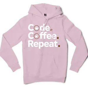 Code Coffee Repeat Men/Unisex Hoodie in Light Pink Color