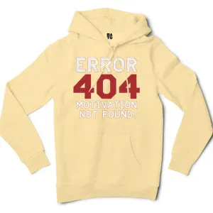 Error 404, Motivation Not Found Men/Unisex Hoodie in Light Yellow Color