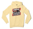 Brain: 1% Battery Left. Charging Required Men/Unisex Hoodie in Light Yellow Color
