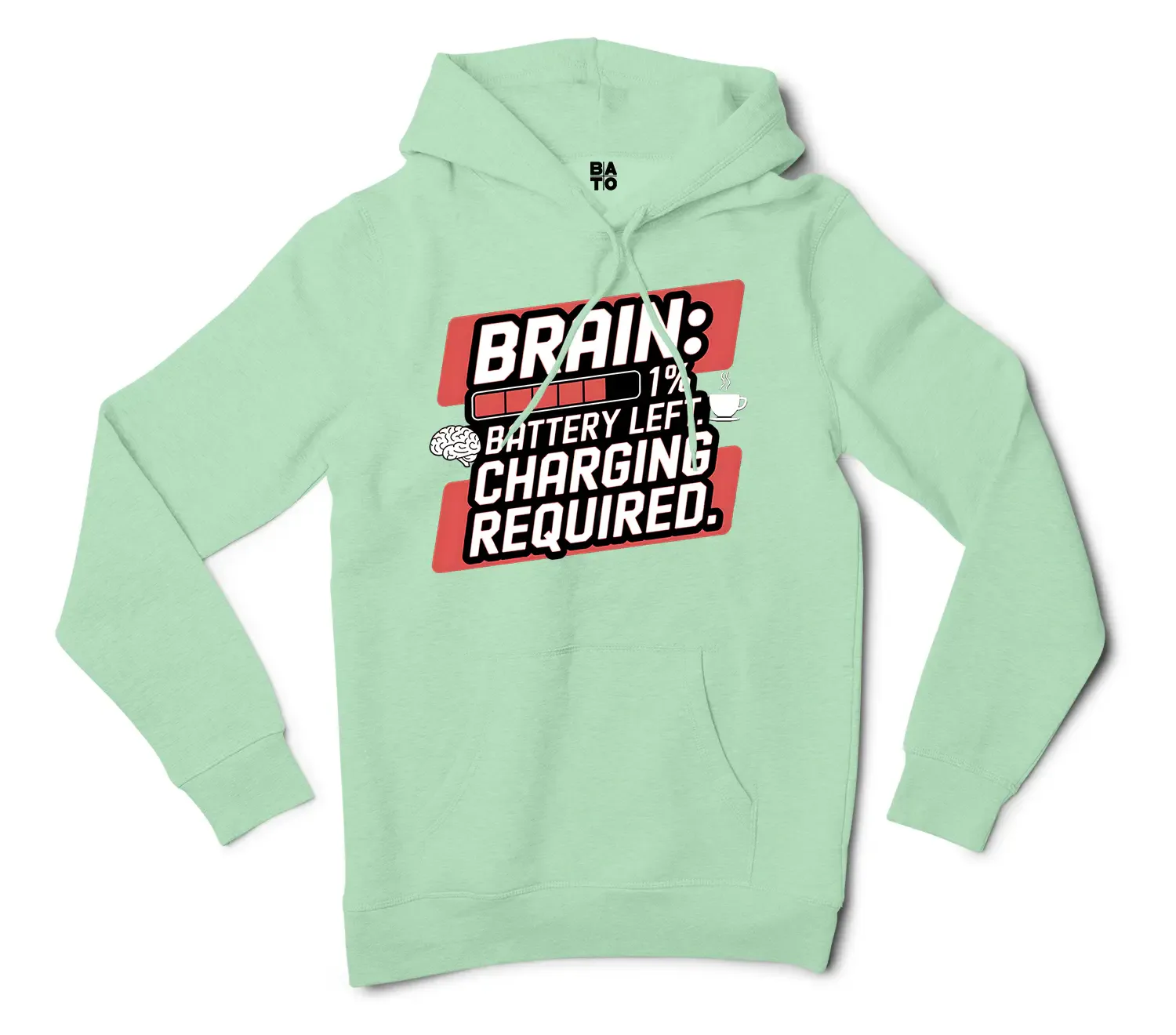 Brain: 1% Battery Left. Charging Required Men/Unisex Hoodie in Mint Color