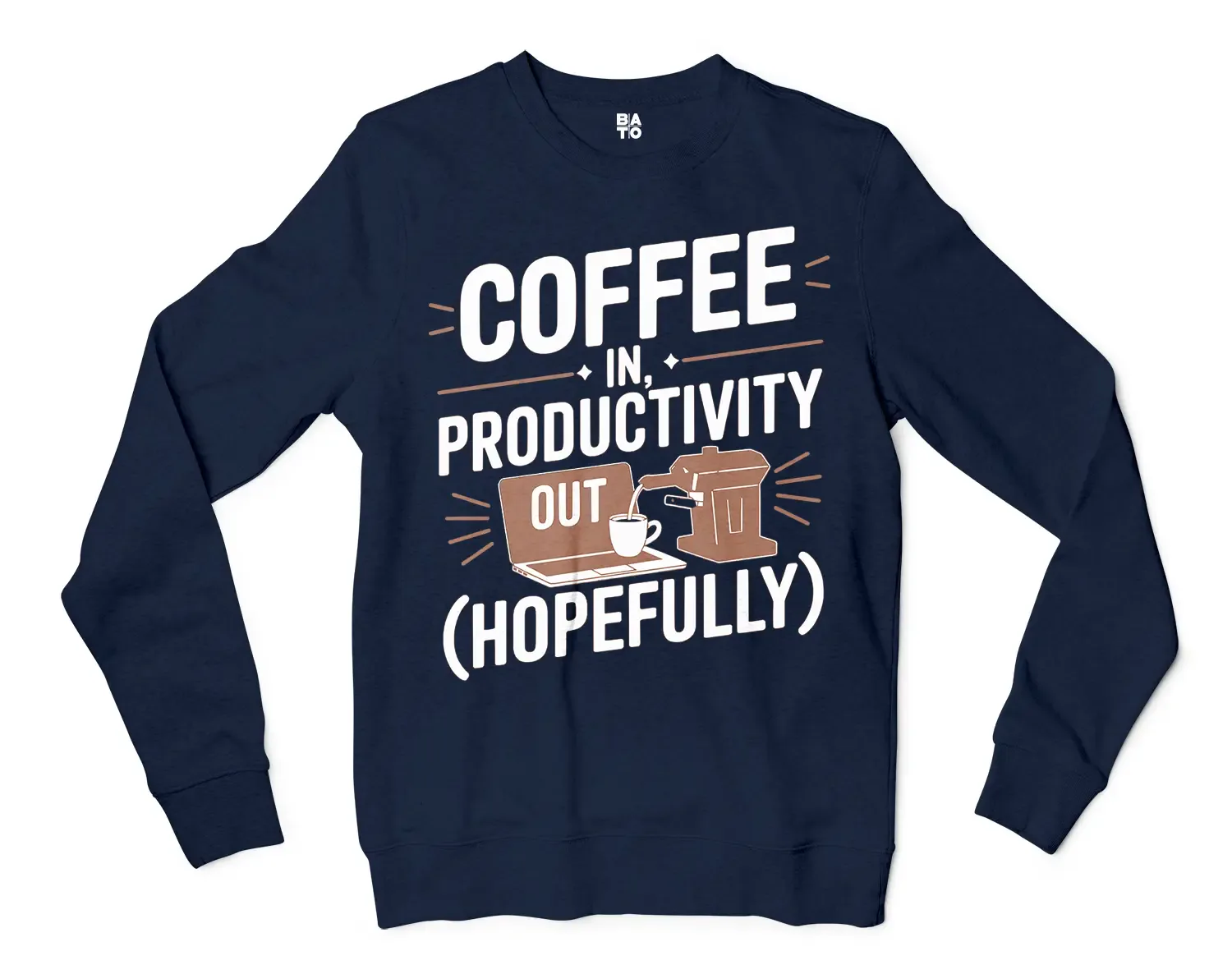 Coffee In, Productivity Out (Hopefully) Men/Unisex Long Sleeve T-Shirt in Navy Color