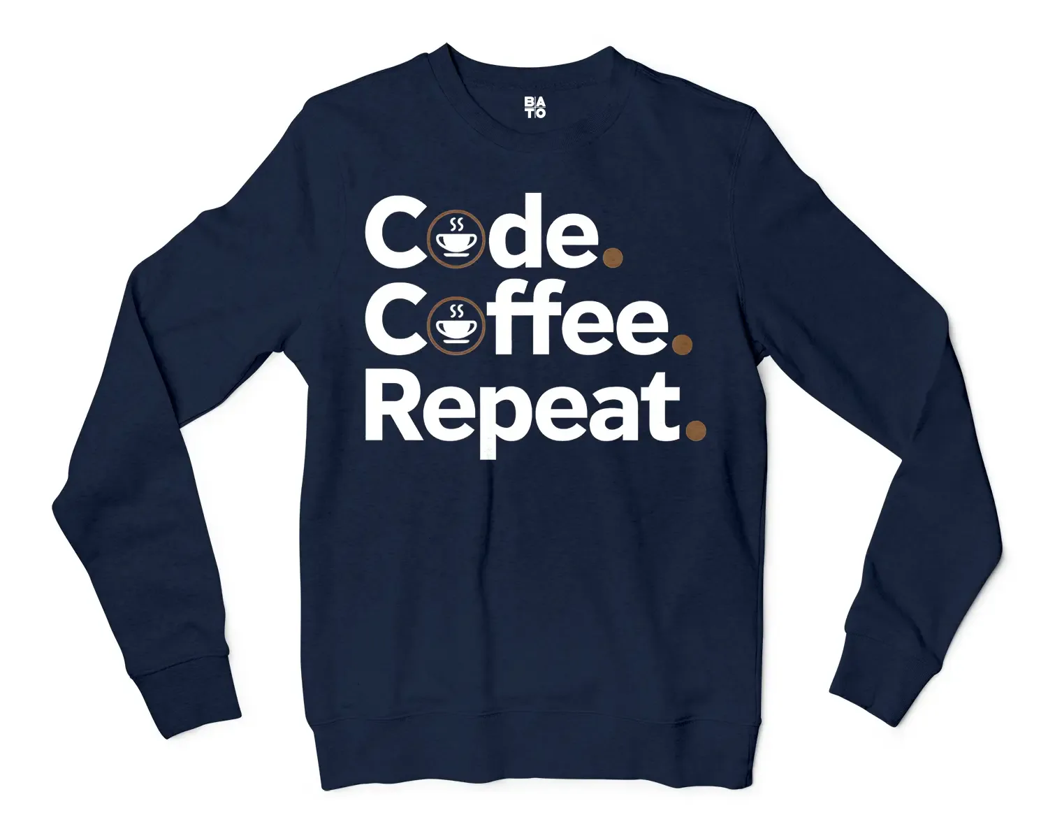 Code Coffee Repeat Men/Unisex Long Sleeve T-Shirt in Navy Color