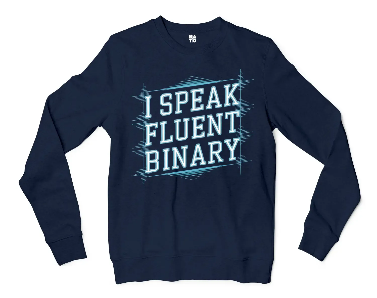 I Speak Fluent Binary Men/Unisex Long Sleeve Sweatshirt in Navy Color