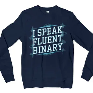 I Speak Fluent Binary Men/Unisex Long Sleeve T-Shirt in Navy Color