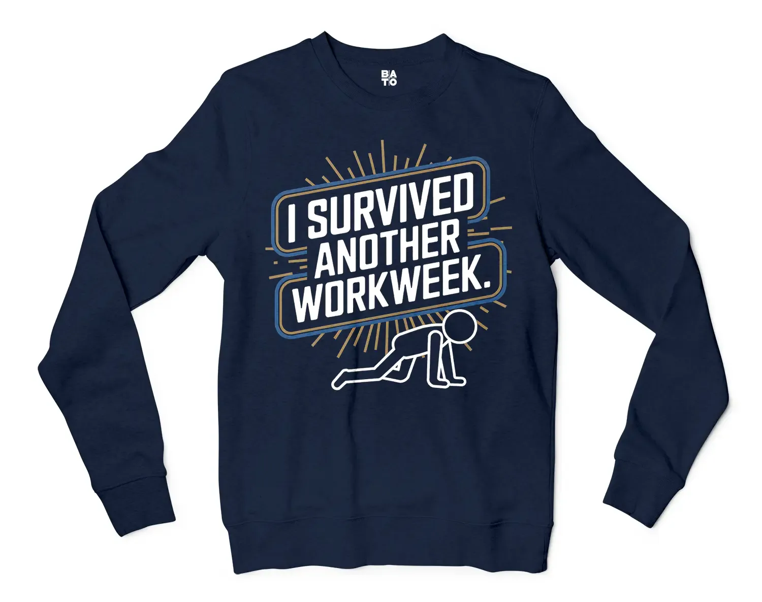I Survived Another Work Week Men/Unisex Long Sleeve T-Shirt in Navy Color