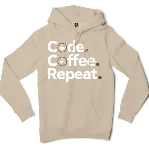 Code Coffee Repeat Men/Unisex Hoodie in Sandstone Color