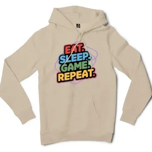 Eat Sleep Game Repeat Men/Unisex Hoodie in Sandstone Color