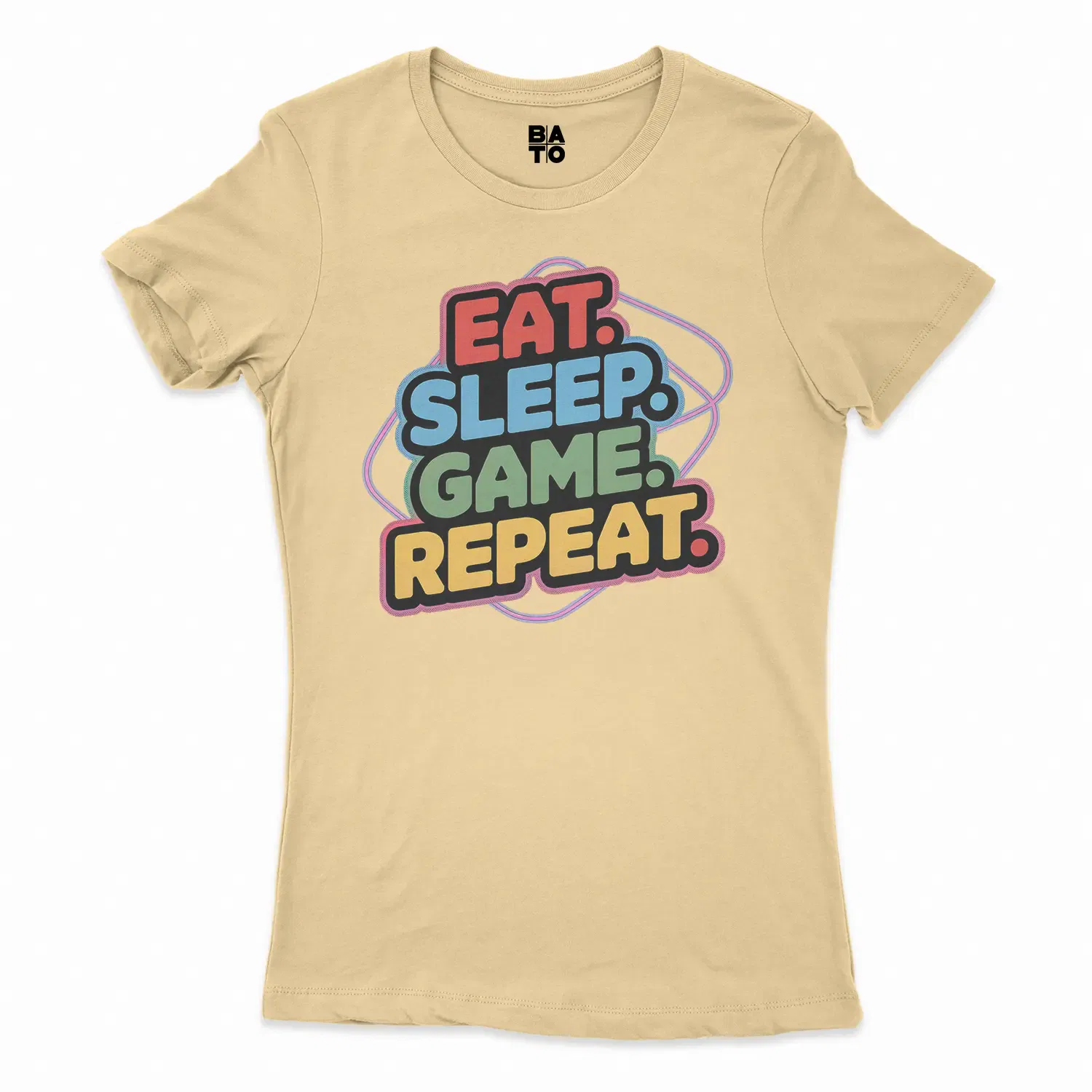 Eat Sleep Game Repeat Women's T-Shirt in Solid Banana Cream Color
