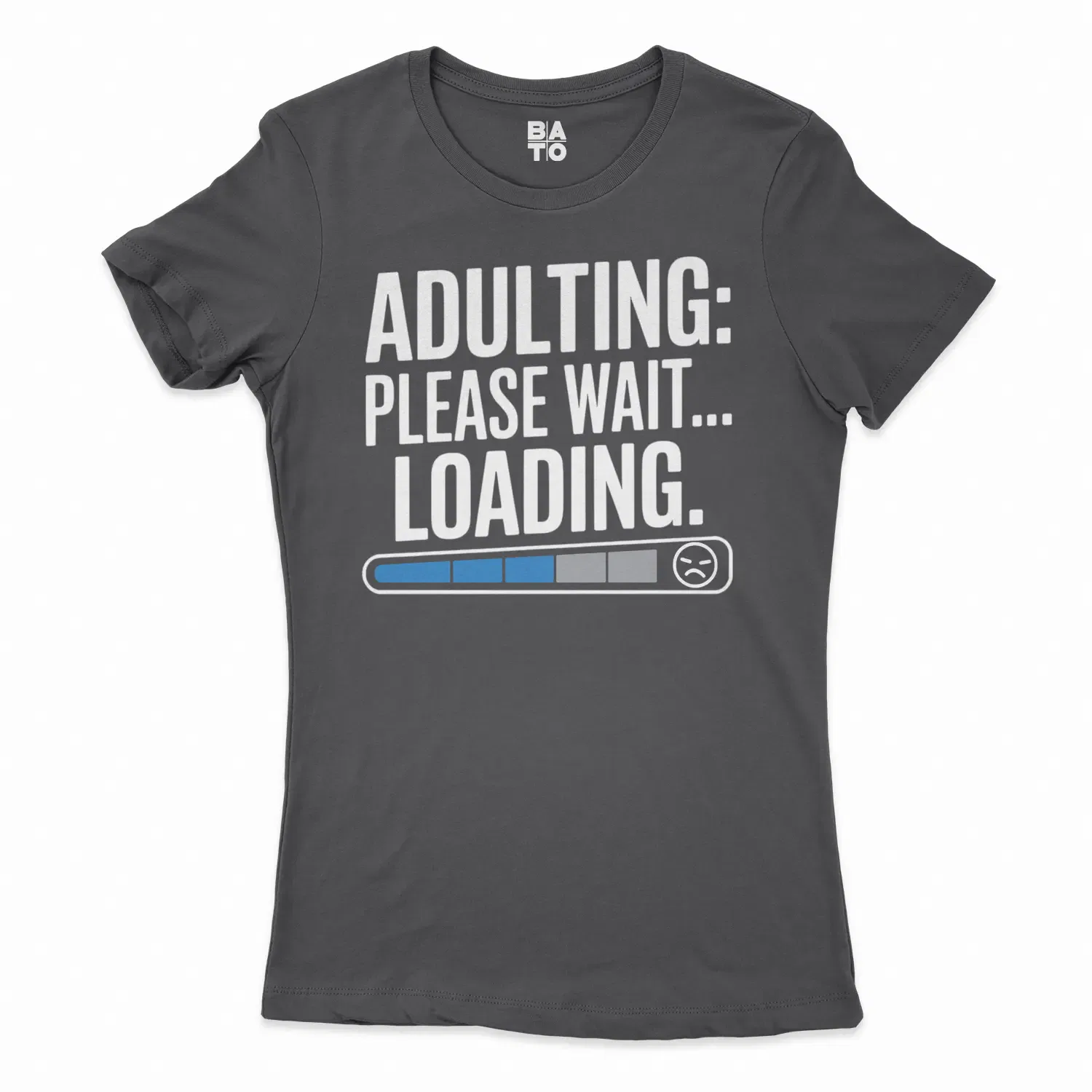 Adulting, Please Wait, Loading Women's T-Shirt in Solid Black Color