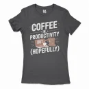 Coffee In, Productivity Out (Hopefully) Women's T-Shirt in Solid Black Color