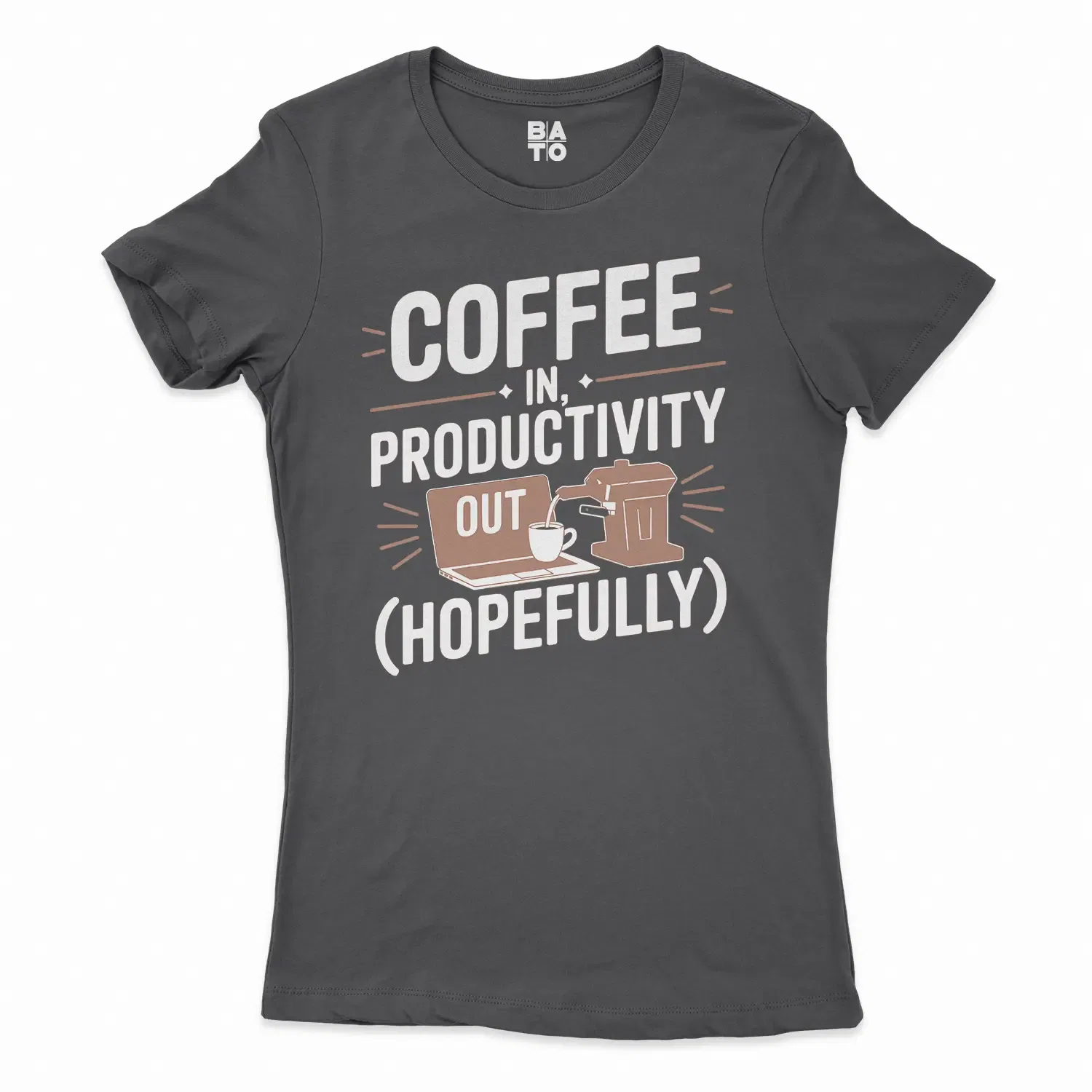 Coffee In, Productivity Out (Hopefully) Women's T-Shirt in Solid Black Color