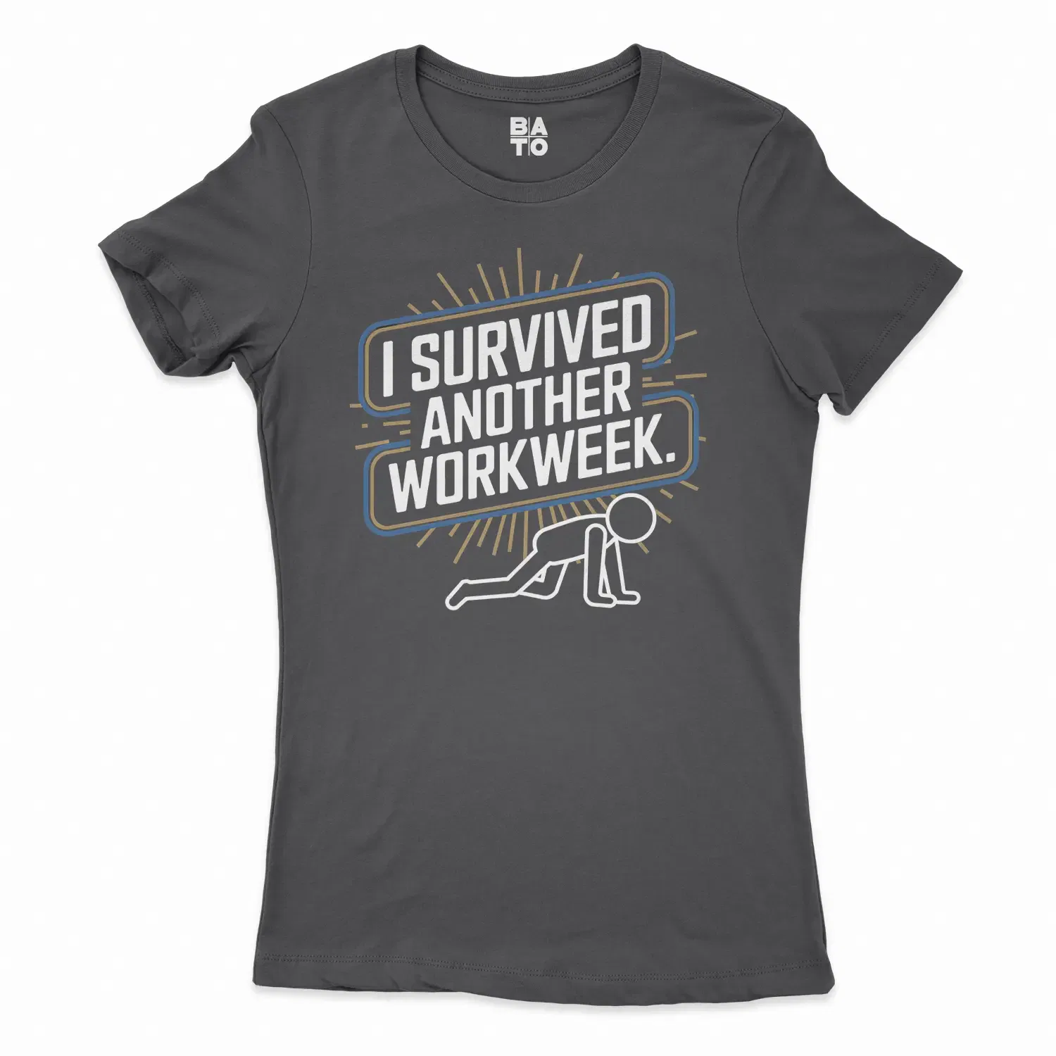 I Survived Another Work Week Women's T-Shirt in Solid Black Color