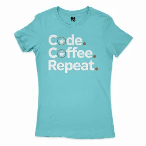 Code Coffee Repeat Women's T-Shirt in Solid Cancun Color
