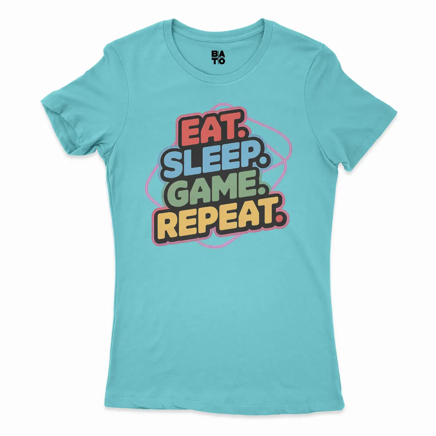 Eat Sleep Game Repeat Women's T-Shirt in Solid Cancun Color