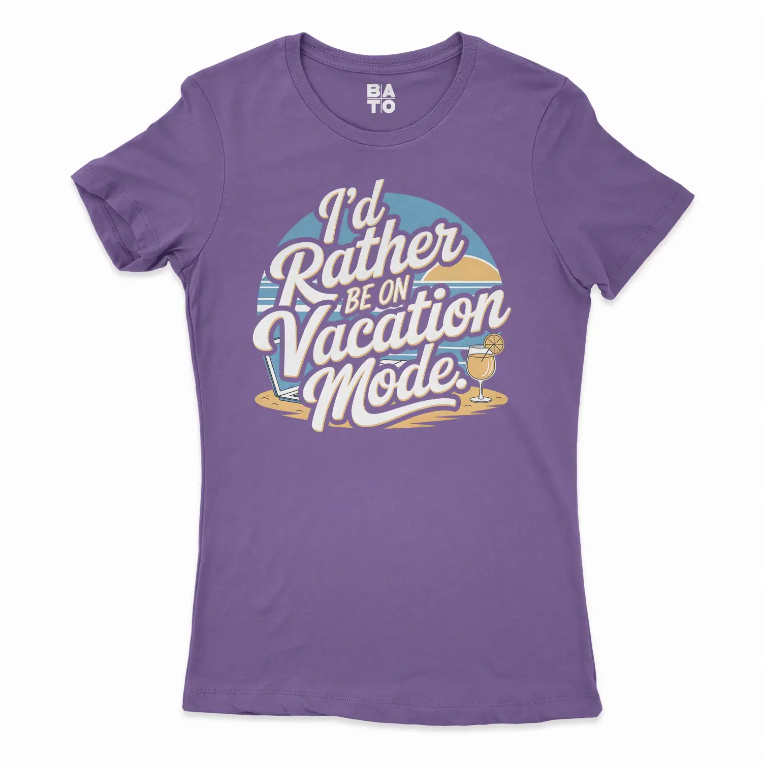 I’d Rather Be On Vacation Mode Women's T-Shirt in Solid Purple Rush Color