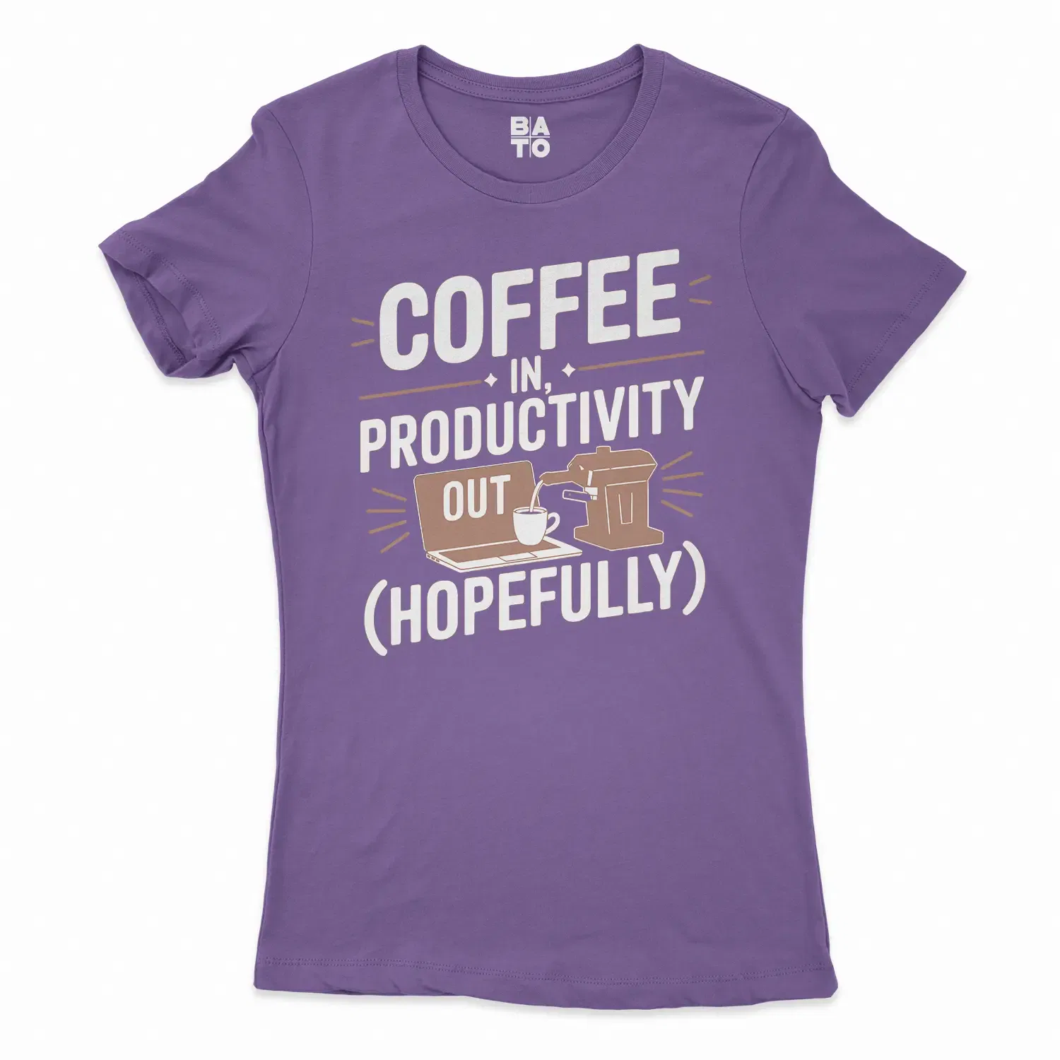Coffee In, Productivity Out (Hopefully) Women's T-Shirt in Solid Purple Rush Color