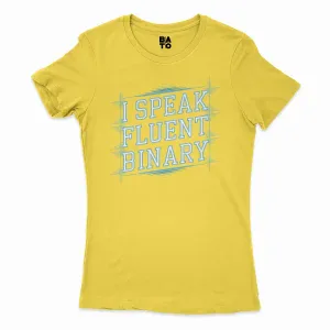 I Speak Fluent Binary Women's T-Shirt in Solid Vibrant Yellow Color