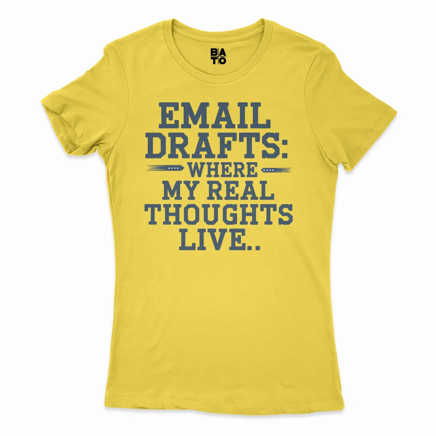 Email Drafts: Where My Real Thoughts Live Women's T-Shirt in Solid Vibrant Yellow Color