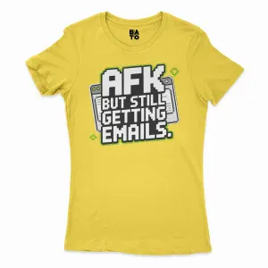 AFK - But Still Getting Emails Women's T-Shirt in Solid Vibrant Yellow Color