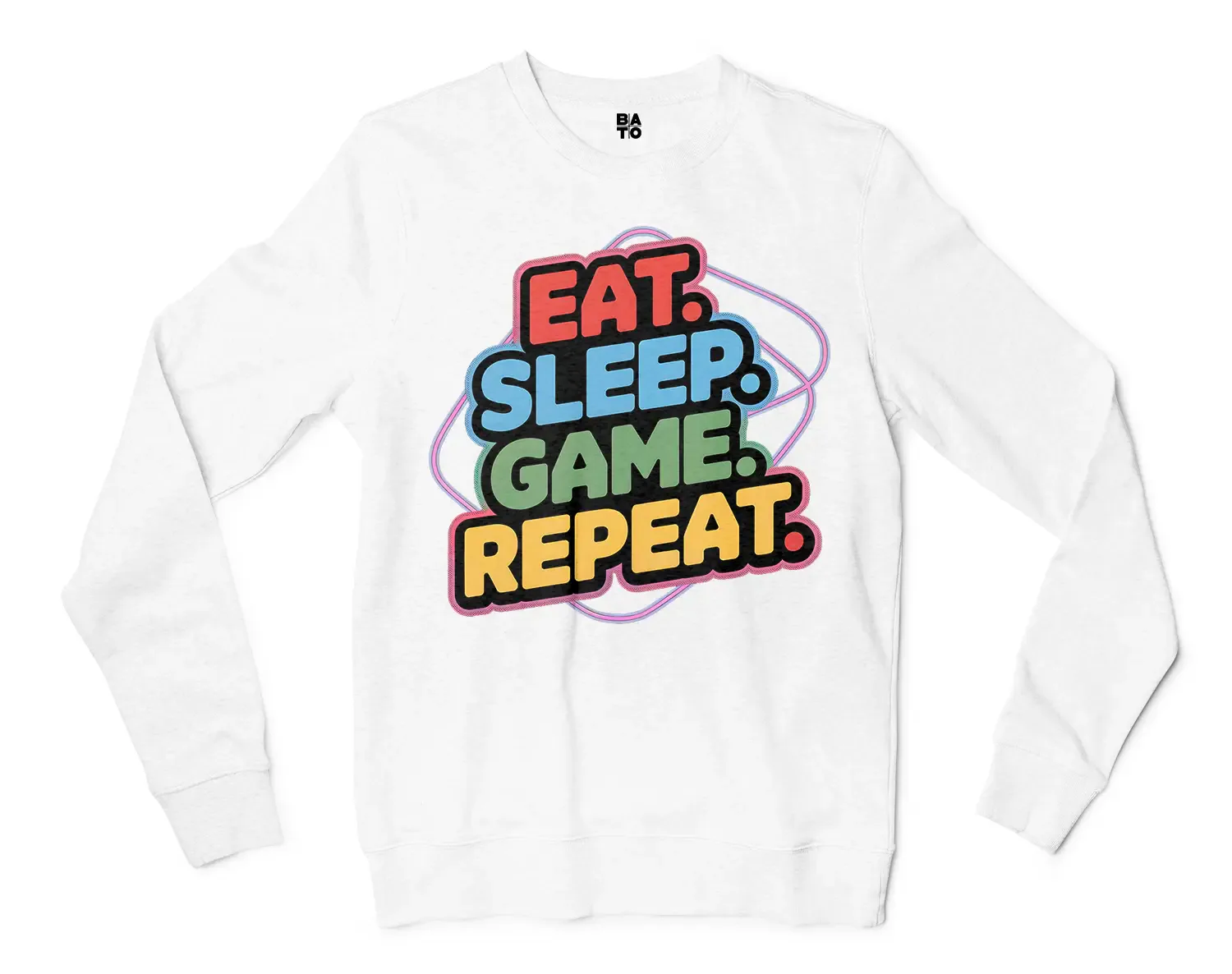 Eat Sleep Game Repeat Men/Unisex Long Sleeve T-Shirt in White Color